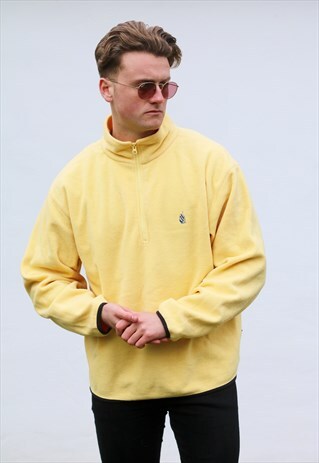 NAUTICA 1/4 ZIP USA CANARY YELLOW FLEECE SWEATSHIRT