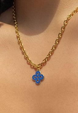 Authentic Louis Vuitton Blue Pendant- Reworked Necklace