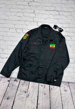 Black Dickies Embroidered Patch Detail Jacket Size L
