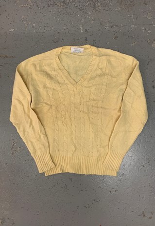VINTAGE ABSTRACT KNITTED JUMPER FUNKY PATTERN SHETLAND KNIT