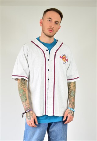 VINTAGE 90S HARD ROCK CAFE MIAMI BASEBALL EMBROIDERED JERSEY