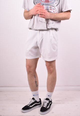 ELLESSE MENS VINTAGE SHORTS W34 WHITE 90S