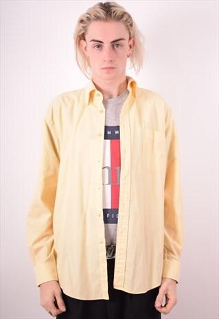 YVES SAINT LAURENT MENS VINTAGE SHIRT LARGE YELLOW 90S