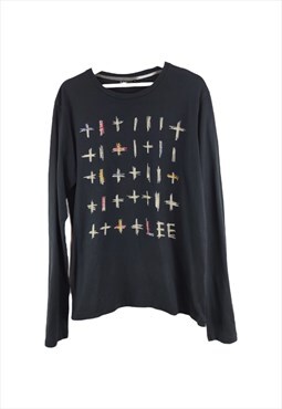 Vintage Lee T-shirt long sleeves with crosses in Black L