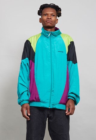 SUPER OVERSIZED ADIDAS MULTI COLOURED SHELL SPORTS JACKET