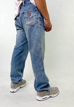Blue Denim 90s Carhartt Cargo Skater Trousers Pants Jeans