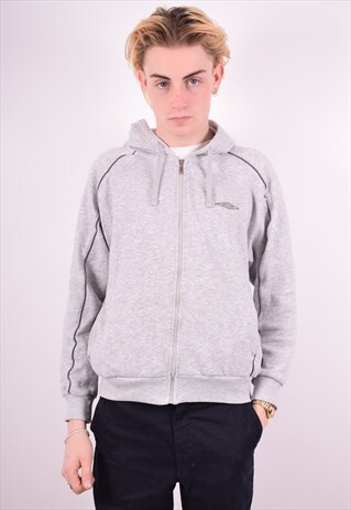 UMBRO MENS VINTAGE HOODIE JACKET SMALL GREY 90'S