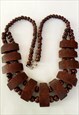 Wooden chunky bead statement necklace