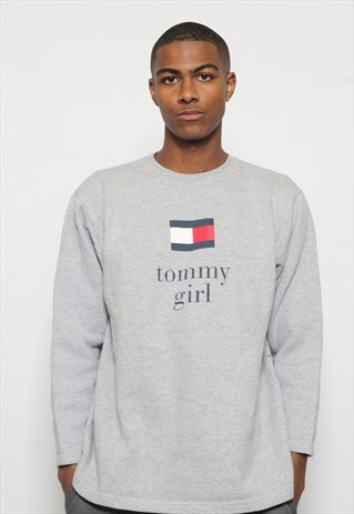 VINTAGE TOMMY HILFIGER TOMMY GIRL LOGO SWEATSHIRT GREY