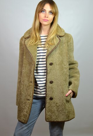 VINTAGE REVERSE SHEEPSKIN SHEARLING BLONDE TEDDY COAT