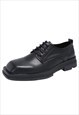 SQUARE TOE BROGUES SHOES EDGY PLATFORM BOOTS IN BLACK