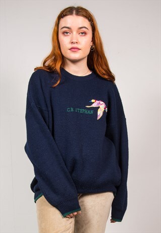 VINTAGE 90'S DUCK EMBROIDERED KNIT JUMPER