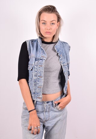 LEVI'S WOMENS VINTAGE DENIM GILET MEDIUM BLUE 90'S