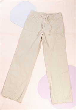 Vintage Cargo Trousers Y2K Wide-leg Gorpcore Pants in Beige