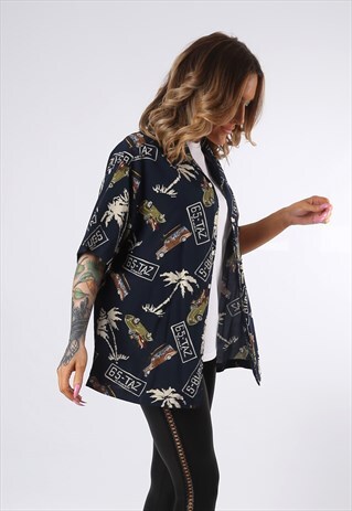 PRINT PATTERNED SHIRT OVERSIZED FITTED UK 12 - 14 (DCA)