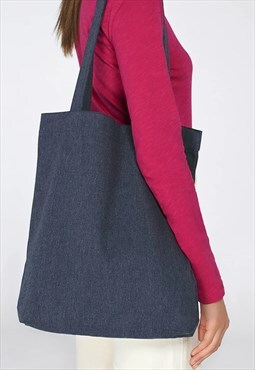 Women's Cotton Shoulder Tote Bag - Denim Blue
