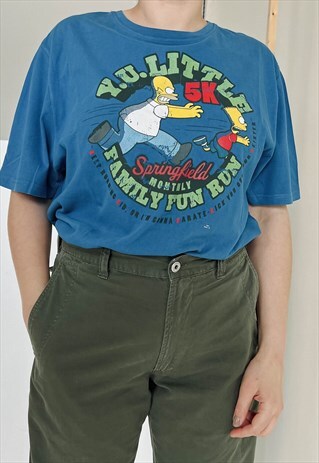 VINTAGE Y2KS GRUNGE GRAPHIC SIMPSONS T-SHIRT IN BLUE XL