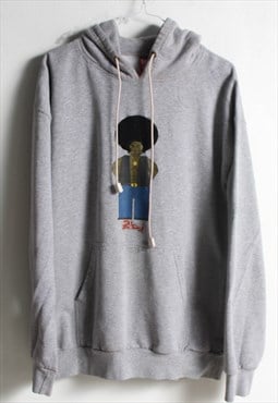 Vintage Y2K Afro Print Hoodie Grey