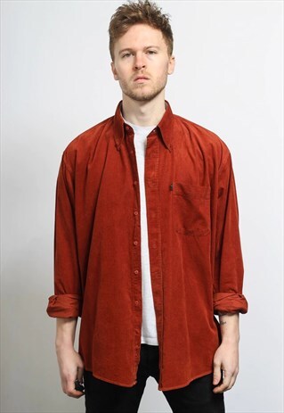 VINTAGE CORDUROY CORD SHIRT RED
