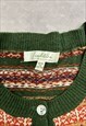 VINTAGE ABSTRACT KNITTED CARDIGAN PATTERNED KNIT SWEATER