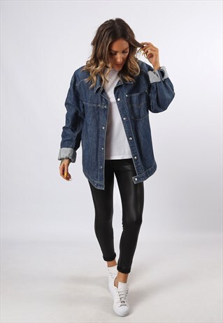 DENIM 'SHIRT STYLE' JACKET OVERSIZED LEVIS UK 16 - 18 (D7CI