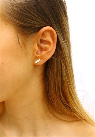 SILVER BAR EARRINGS, STERLING STUDS
