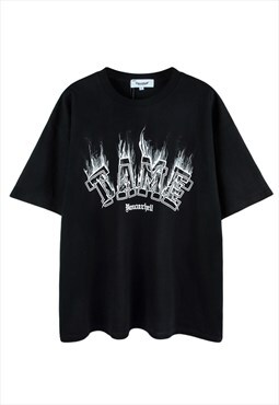 Black Graphic Cotton Oversized T shirt Tee Y2k Unisex