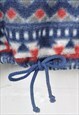 VINTAGE FLEECE 1/4 ZIP 80S PATTERN BLUE/RED LARGE