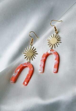 SUNBEAM ARCH ACETATE DROP EARRINGS