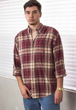 VINTAGE NAUTICA FLANNEL SHIRT LOGO 90S M 7.9