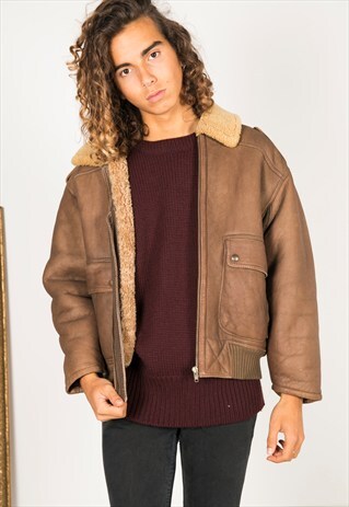 VINTAGE 80S AVIATOR LEATHER JACKET / R004