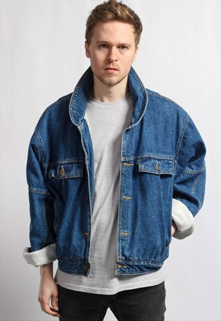 VINTAGE DENIM FLEECE LINED JACKET