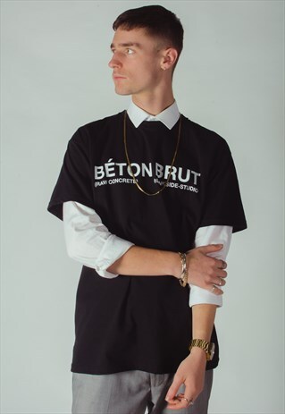 BLACK T-SHIRT WITH WHITE TEXT PRINT // STUDIO DESIGNED