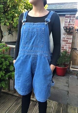 YESSICA VINTAGE DENIM SHORT DUNGAREES - M/L