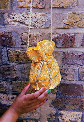 YELLOW EMBROIDERY PARTY MINI BAG