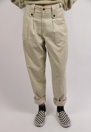VINTAGE BEIGE HIGH WAIST TROUSERS