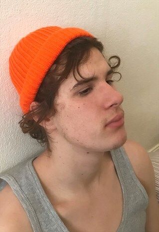 ORANGE DOCKER TRAWLER BEANIE FISHERMAN HAT