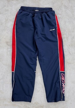 Vintage Reebok Tracksuit Pants Bottoms Blue Red Spell Out M