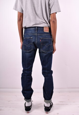 LEVI'S 507 MENS VINTAGE JEANS W32 L34 NAVY BLUE 90'S