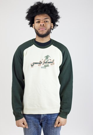 VINTAGE 90S SKATER GRAPHIC GREEN/CREAM SWEATSHIRT