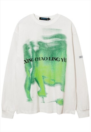ABSTRACT LETTER PRINT LOOSE ROUND NECK SWEATSHIRT
