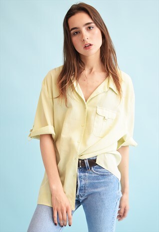 90'S RETRO PASTEL CORRUGATED OVERSIZED MOMS BLOUSE TOP