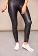 JUSTYOUROUTFIT HIGH WAISTED FAUX LEATHER BIKER LEGGINGS BLAC