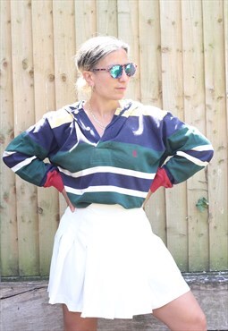Vintage 1990s Nautica striped hooded rugby shirt