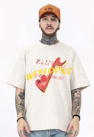 KALODIS VINTAGE DISTRESSED GRAINY NOTE PRINT TEE