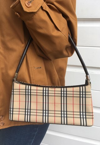 WOMENS VINTAGE 80S BURBERRY NOVA CHECK HANDBAG PURSE