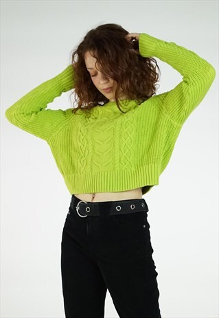 VINTAGE 90S LIME GREEN CROPPED JUMPER