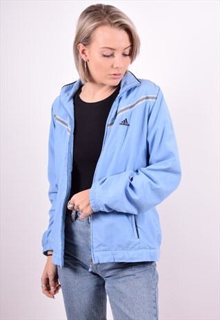 ADIDAS WOMENS VINTAGE TRACKSUIT TOP JACKET MEDIUM BLUE 90'S