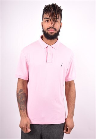 NAUTICA MENS VINTAGE POLO SHIRT XL PINK 90'S
