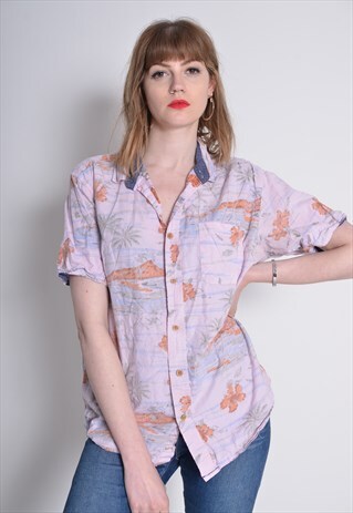 VINTAGE ABSTRACT CRAZY PATTERNED FESTIVAL SHIRT